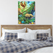 Dieren die samenleven werpen kussen canvas afdruk (Insitu (Slaapkamer))