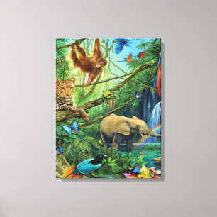 Dieren die samenleven werpen kussen canvas afdruk