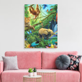 Dieren die samenleven werpen kussen canvas afdruk (Insitu (Woonkamer))