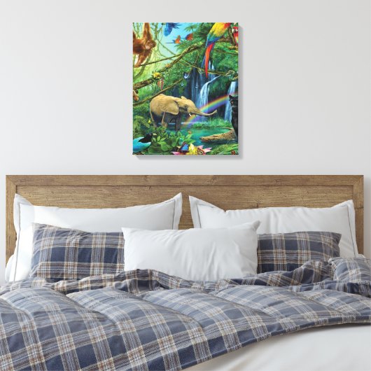 Dieren die samenleven werpen kussen canvas afdruk (Insitu (Slaapkamer))