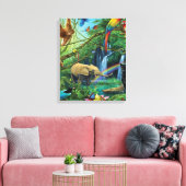 Dieren die samenleven werpen kussen canvas afdruk (Insitu (Woonkamer))