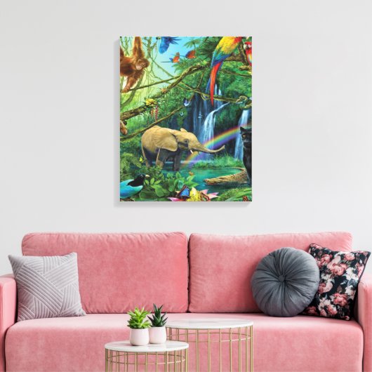 Dieren die samenleven werpen kussen canvas afdruk (Insitu (Woonkamer))