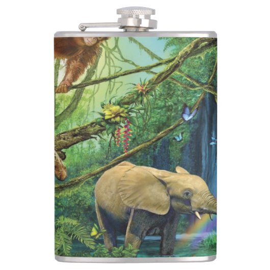 Dieren die samenleven werpen kussen heupfles (Voorkant)