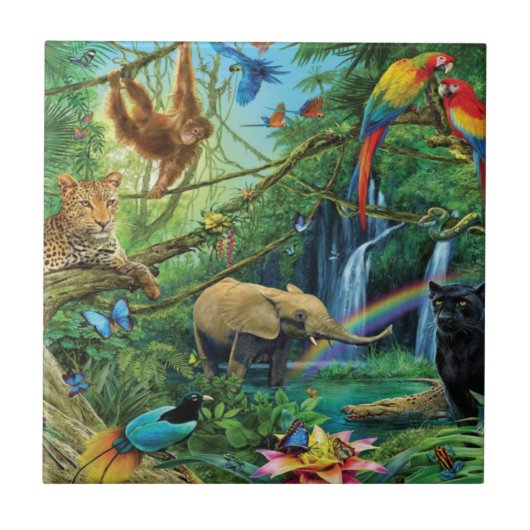 Dieren die samenleven werpen kussen tegeltje (Voorkant)