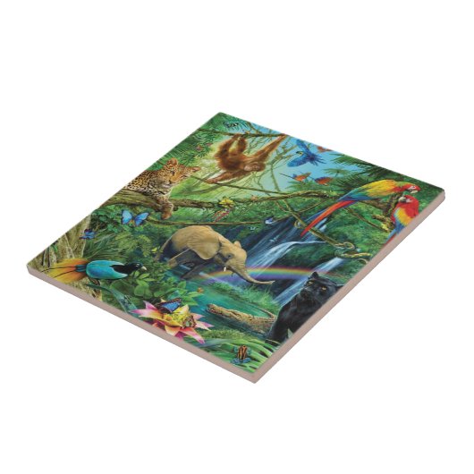 Dieren die samenleven werpen kussen tegeltje (Zijkant)