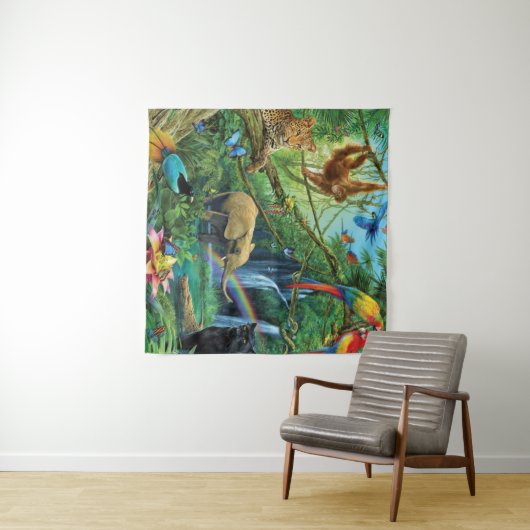 Dieren die samenleven werpen kussen wandkleed (In Situ (horizontaal))