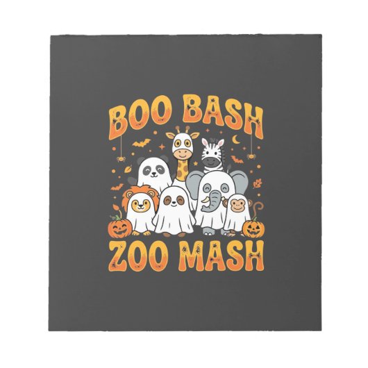 Dieren Dierenpark Halloween Boo Bash Zoo Mash_1 Notitieblok (Voorkant)