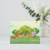 Dieren dierentuin cartoon briefkaart (Staand voorkant)