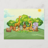 Dieren dierentuin cartoon briefkaart (Voorkant)