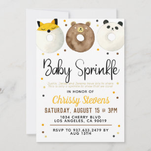Dieren Donut Baby Sprinkle Feest Uitnodiging