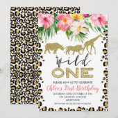 Dieren drukken Safari Wild Eén dag uitnodiging af (Voorkant / Achterkant)