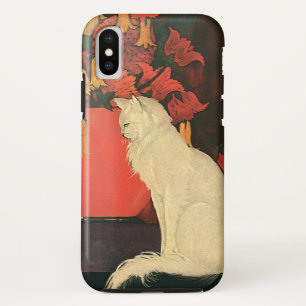 dieren, elegante witte kat, herfstbloemen Case-Mate iPhone case