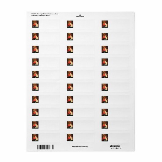  dieren, elegante witte kat, herfstbloemen etiket (Full Sheet)