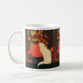  dieren, elegante witte kat, herfstbloemen koffiemok (Links)
