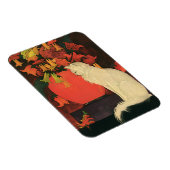  dieren, elegante witte kat, herfstbloemen magneet (Rechterzijde)