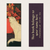 dieren, elegante witte kat, herfstbloemen mini visitekaartjes (Voorkant /achterkant)