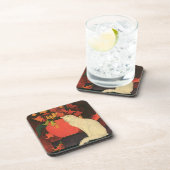  dieren, elegante witte kat, herfstbloemen onderzetter (Rechterzijde)