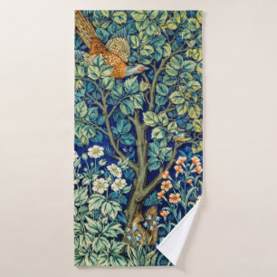 Dieren en bloemen, bos, William Morris Badhanddoek