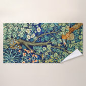 Dieren en bloemen, bos, William Morris Badhanddoek (Badhanddoek)