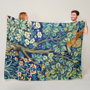 Dieren en bloemen, bos, William Morris Fleece Deken
