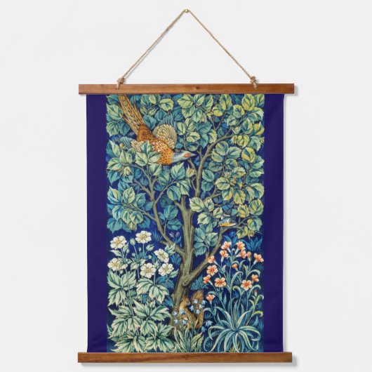 Dieren en bloemen, bos, William Morris Hangend Wandkleed (Voorkant)
