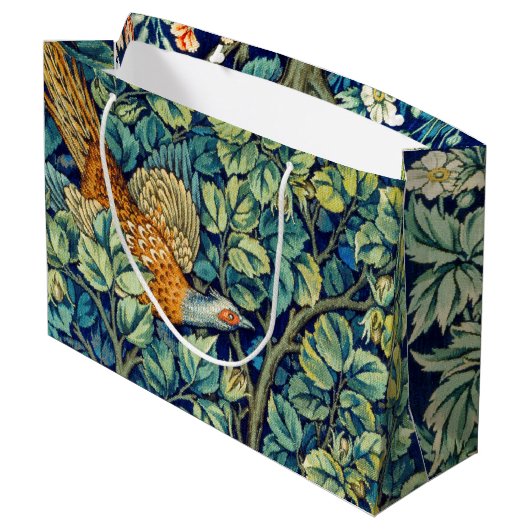 Dieren en bloemen, bos, William Morris Large Groot Cadeauzakje (Achterkant Gekanteld)