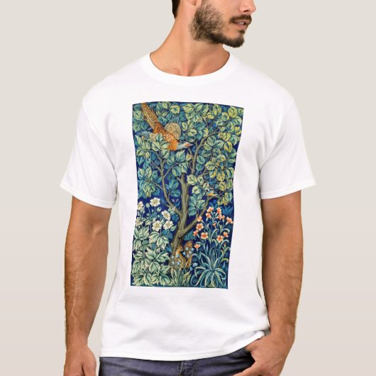 Dieren en bloemen, bos, William Morris T-shirt (Voorkant)
