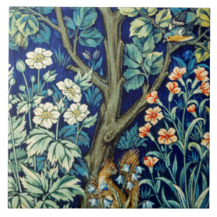 Dieren en bloemen, bos, William Morris Tegeltje