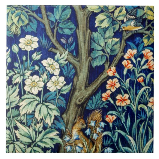 Dieren en bloemen, bos, William Morris Tegeltje (Voorkant)
