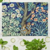 Dieren en bloemen, bos, William Morris Theedoek (Gevouwen)