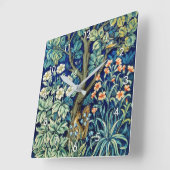 Dieren en bloemen, bos, William Morris Vierkante Klok (Hoek)