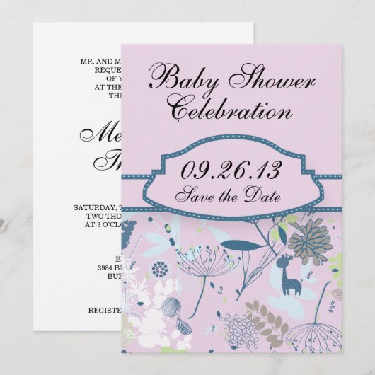 Dieren en bloemen save the date (Voorkant / Achterkant)