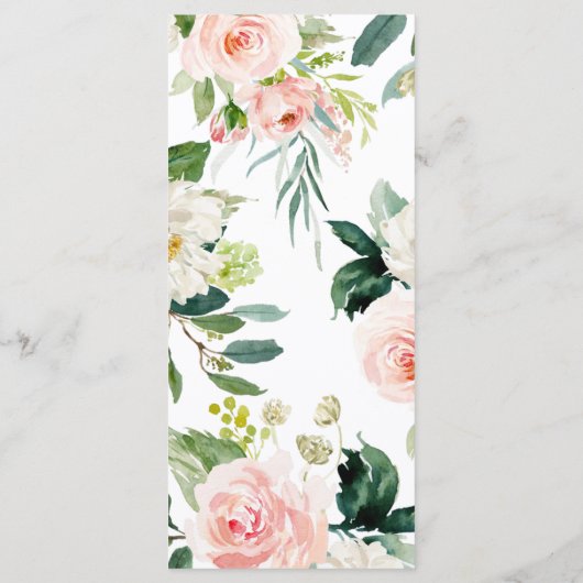 Dieren en Blush Pink Floral Baby shower Flat Menu (Achterkant)