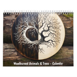 Dieren en bomen met brandtechniek – 2026 Agenda Kalender