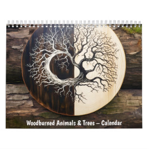 Dieren en bomen met houtbrandtechniek – 2027 Kalen Kalender