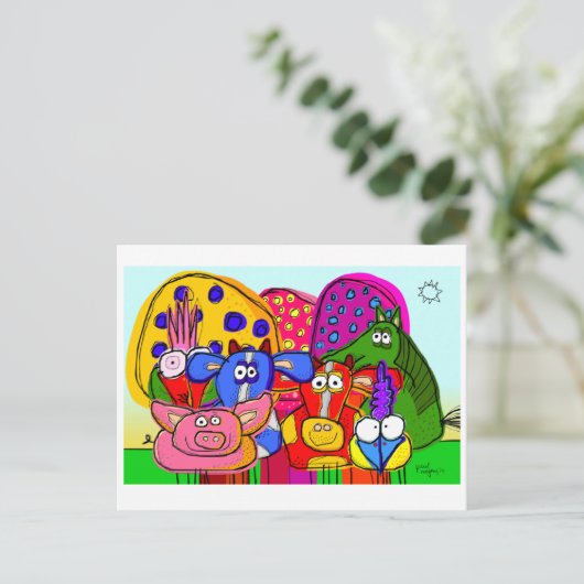 "dieren en bomen" super briefkaart (Staand voorkant)