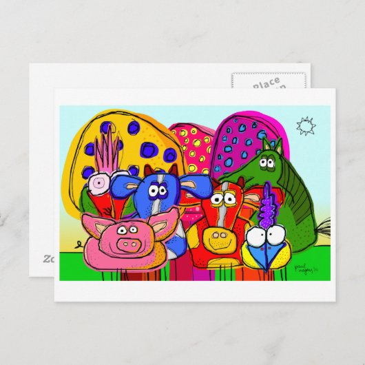 "dieren en bomen" super briefkaart (Voorkant / Achterkant)