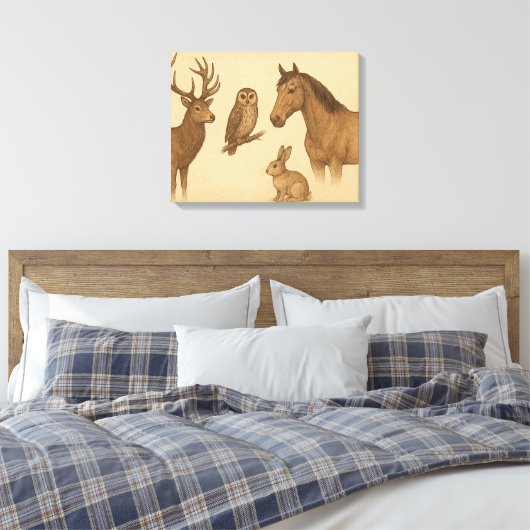 dieren en dieren kunst canvas afdruk (Insitu (Slaapkamer))