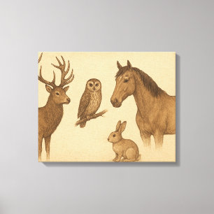  dieren en dieren kunst canvas afdruk