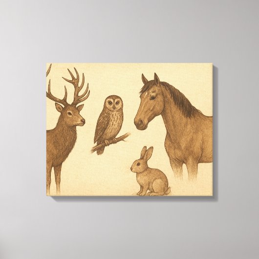dieren en dieren kunst canvas afdruk (Voorkant)