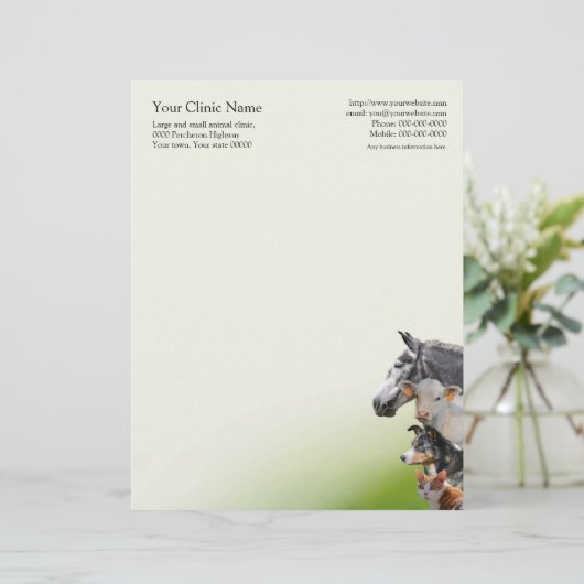 Dieren en landbouwhuisdieren briefhoofd sjabloon (Staand voorkant)