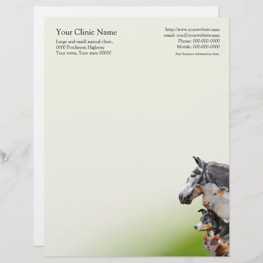 Dieren en landbouwhuisdieren briefhoofd sjabloon (Voorkant / Achterkant)