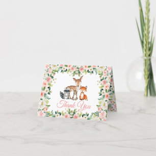 Dieren en roze Baby shower Hartelijk dank Bedankkaart