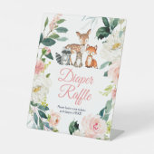 Dieren en roze Baby shower luierspoeling Reclamebord Met Voetstuk (Voorkant)