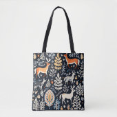 Dieren Folk Pattern Tote Bag (Voorkant)