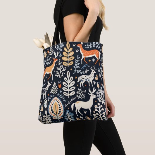 Dieren Folk Pattern Tote Bag (Dichtbij)