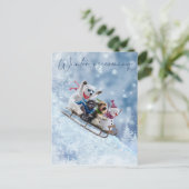 Dieren gaan naar beneden in de berg op mouwen feestdagenkaart (Staand voorkant)