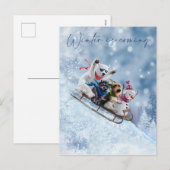 Dieren gaan naar beneden in de berg op mouwen feestdagenkaart (Voorkant / Achterkant)