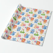 Dieren gefeliciteerd met de geboorte van kinderen cadeaupapier (Uitgerold)