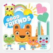Dieren Goede Vrienden Vierkante Sticker (Voorkant)